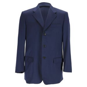 Balenciaga Single-Breasted Blazer in Navy Blue Wool